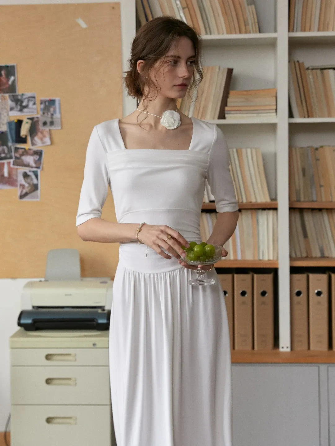 Hayley Simple Square Neck Cotton Dress