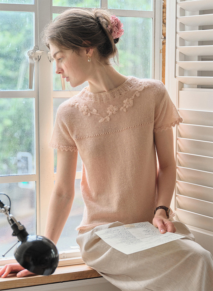 Ellianna Round Neck Lace Embroidery Knitwear