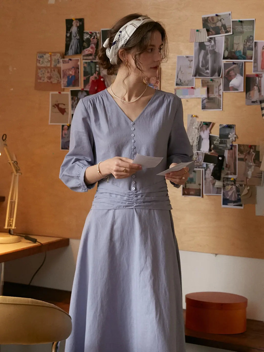 Layne V-Neck Linen Dress