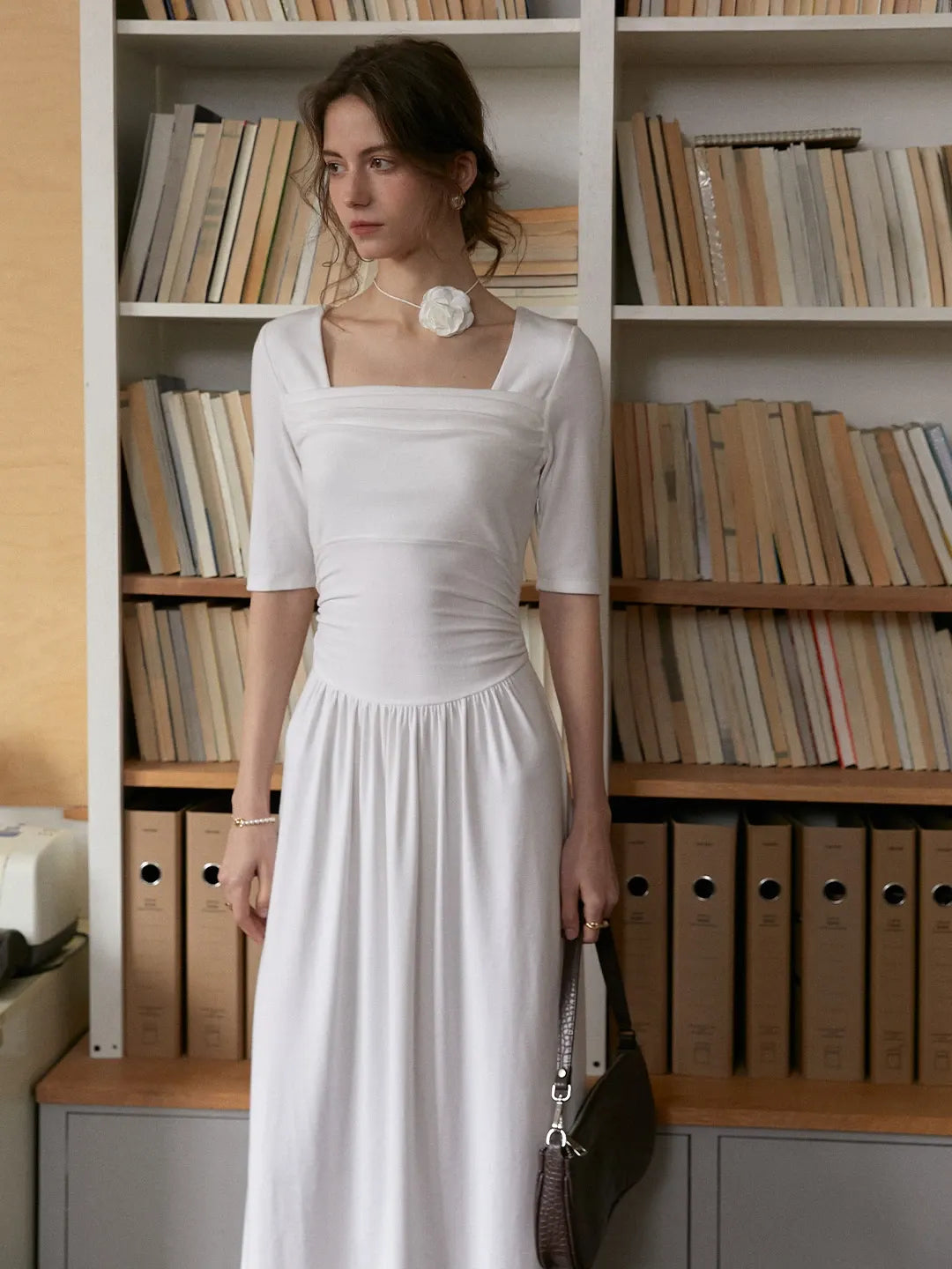 Hayley Simple Square Neck Cotton Dress