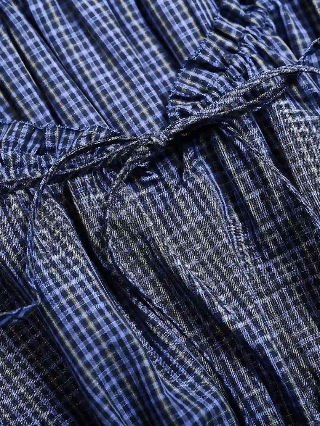 Nyra Round Neck Plaid 100% Cotton Blouse