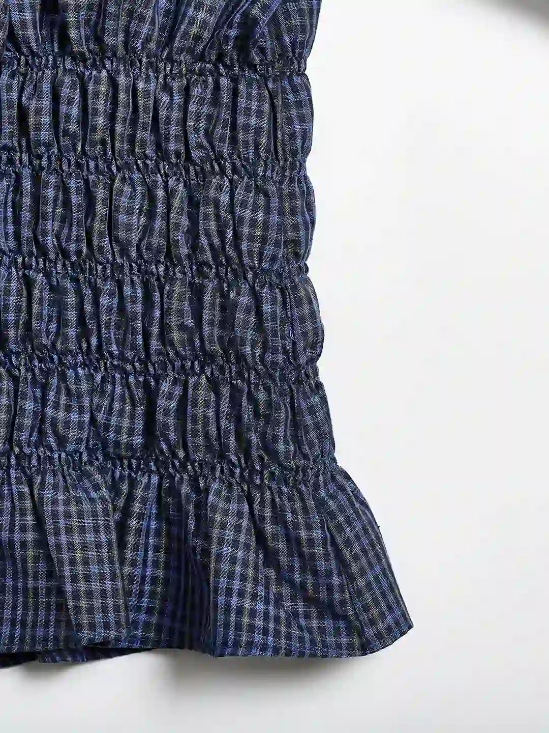 Nyra Round Neck Plaid 100% Cotton Blouse