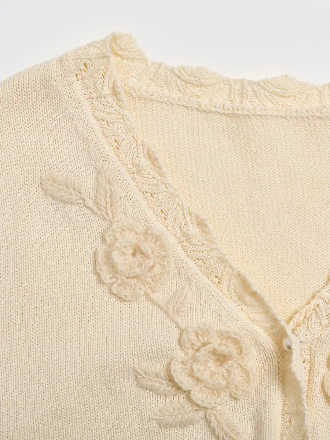 Eleanora V-Neck 3D Rose Cardigan