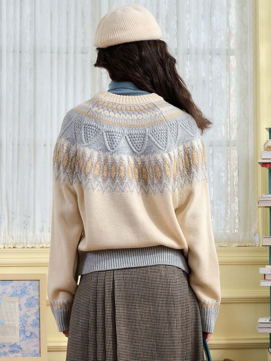 Jade Chevron Pattern Raglan Sleeve Sweater