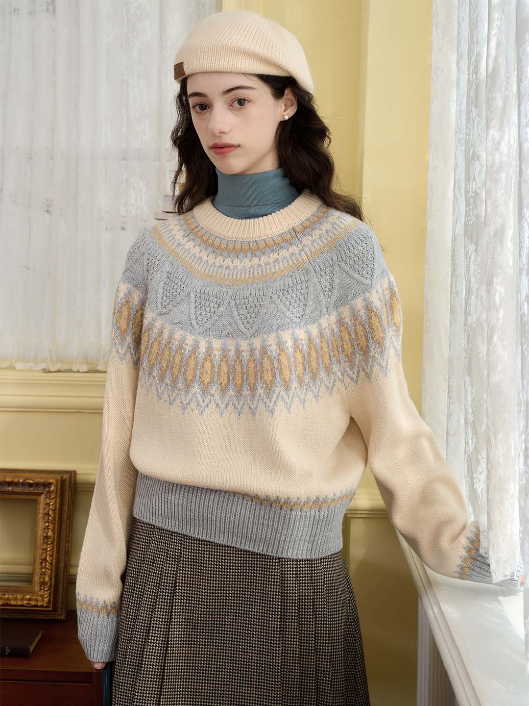 Jade Chevron Pattern Raglan Sleeve Sweater
