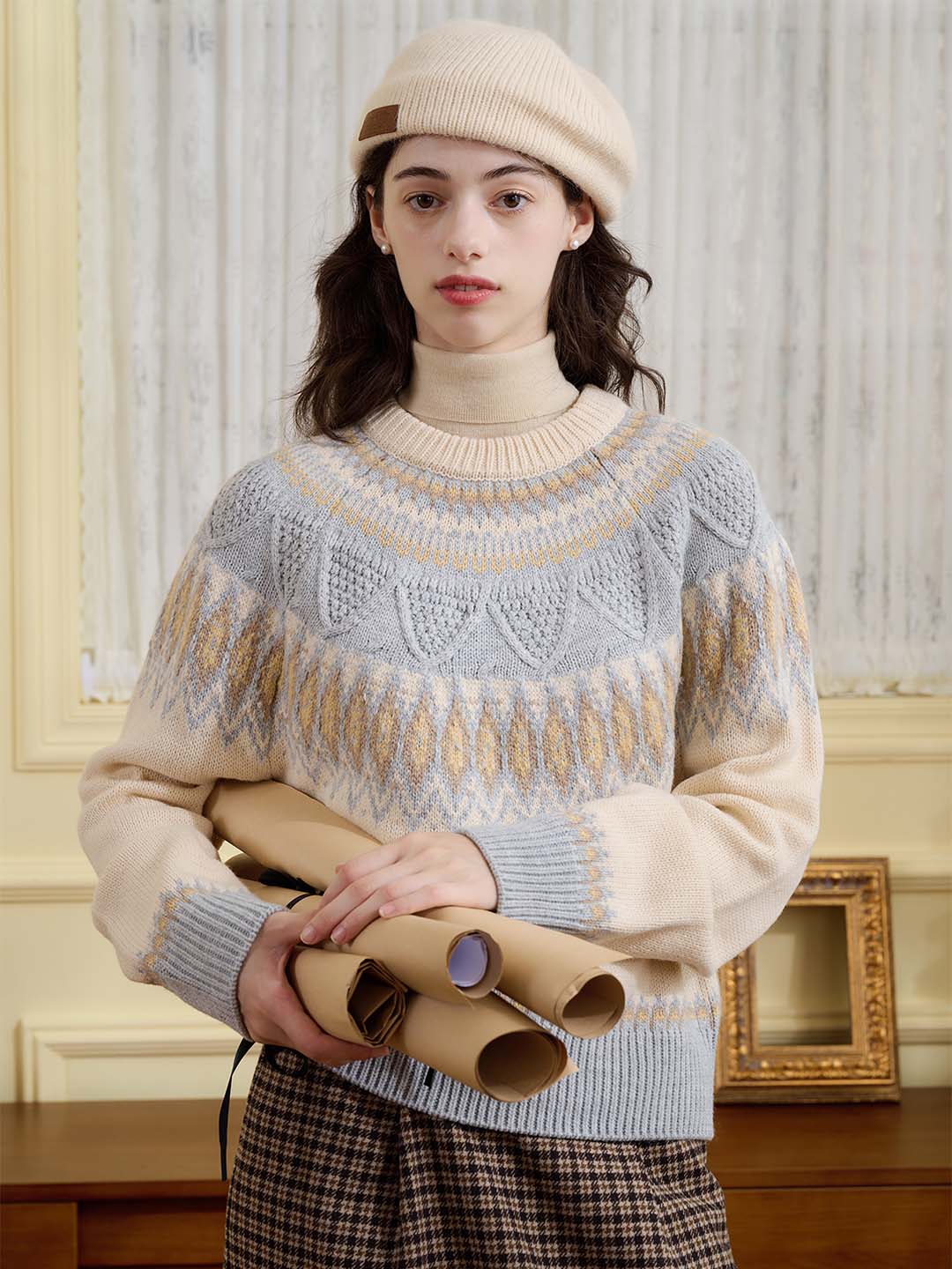 Jade Chevron Pattern Raglan Sleeve Sweater