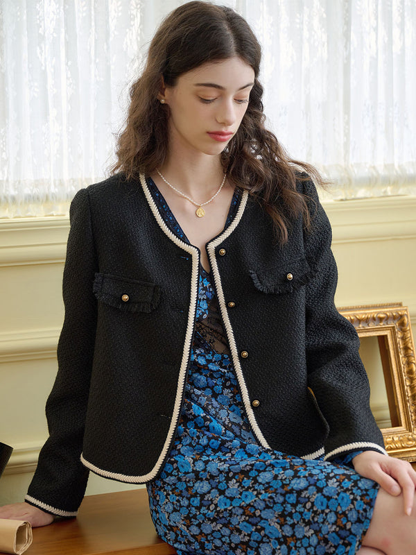 Brooklyn Contrast Binding Button Front Jacket