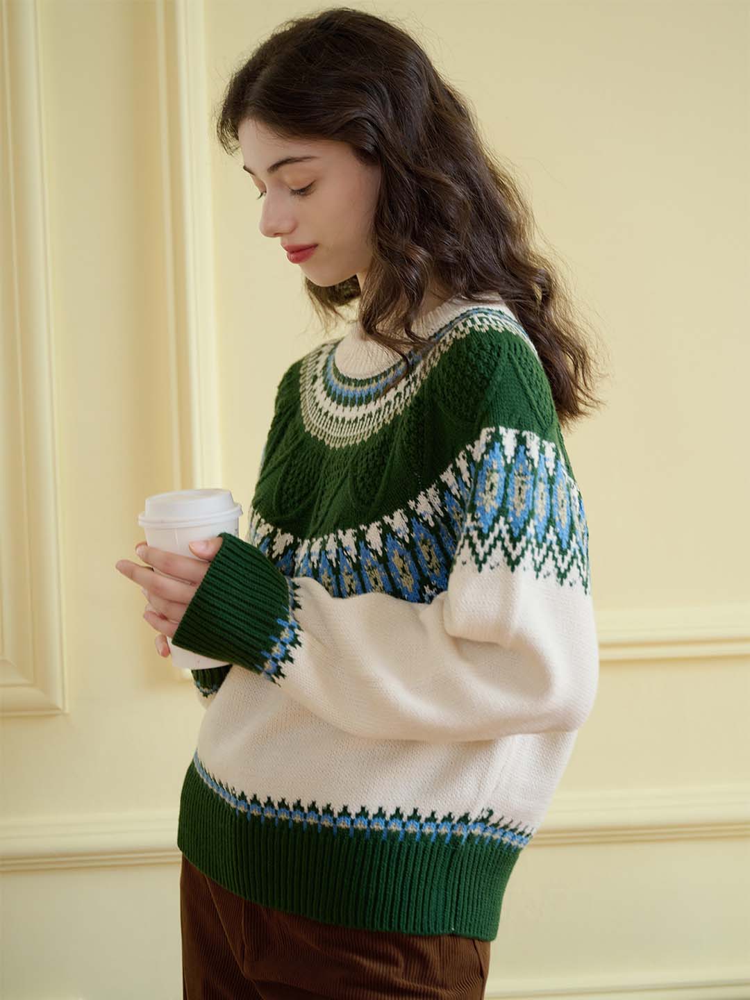 Jade Chevron Pattern Raglan Sleeve Sweater