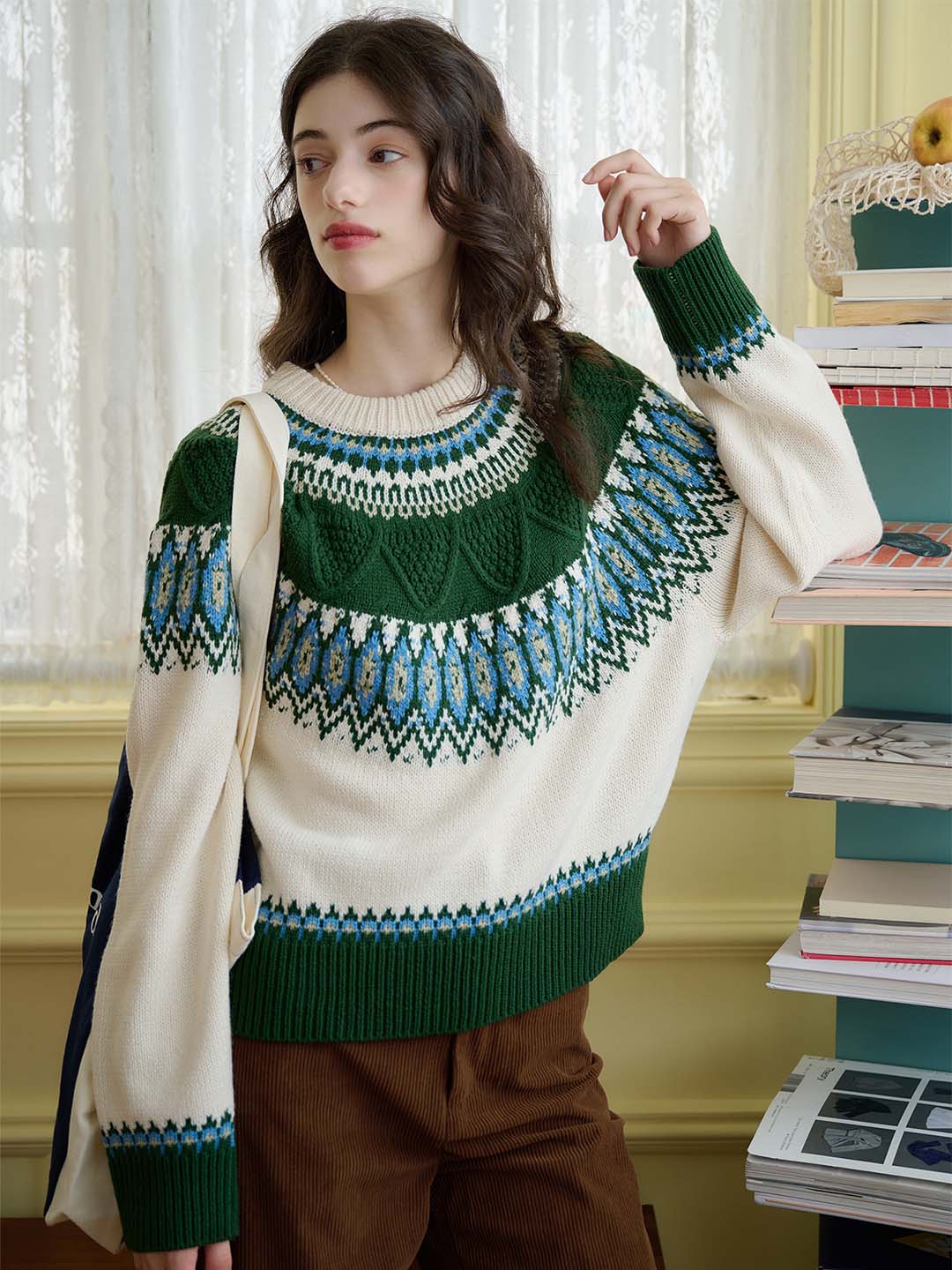 Jade Chevron Pattern Raglan Sleeve Sweater