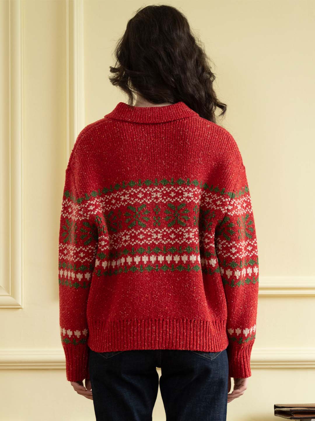 【Final Sale】Skylar Geo Pattern Half Zip Drop Shoulder Sweater