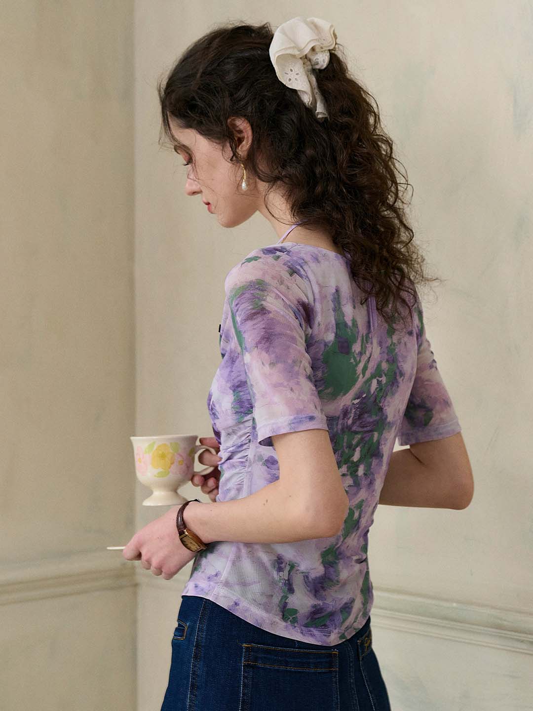 【Final Sale】Frankie Floral Print Contrast Color Bow Top