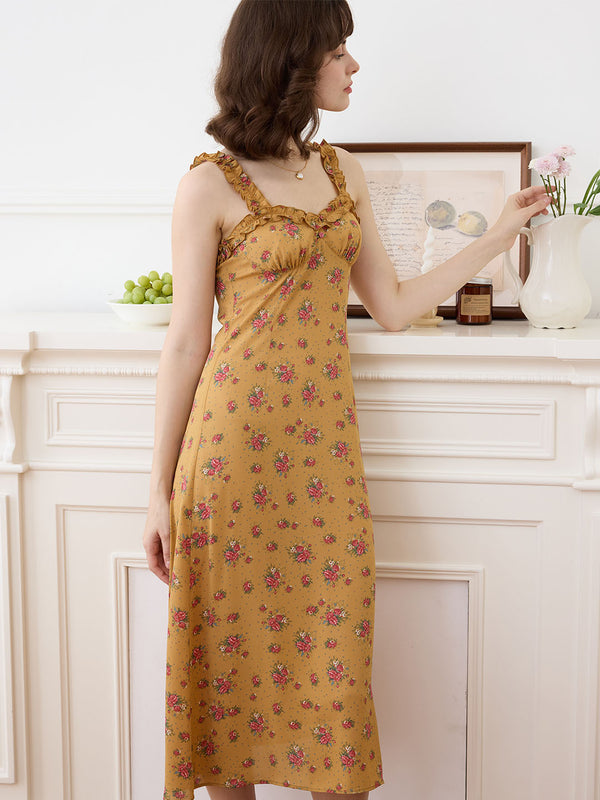 Jada Vintage Rose Print Lace Panel Dress