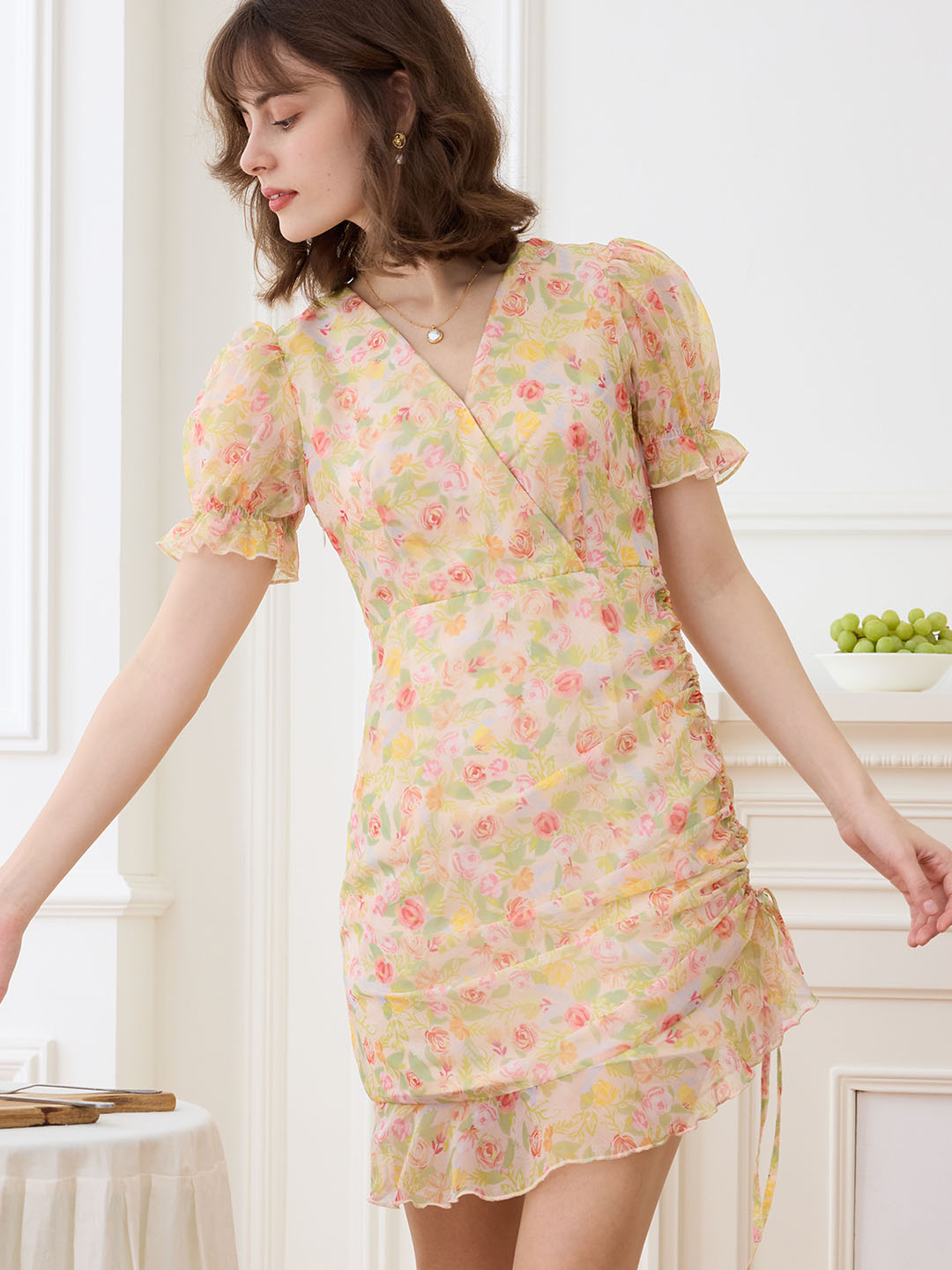 【Final Sale】Aileen French V-neck Chiffon Dress