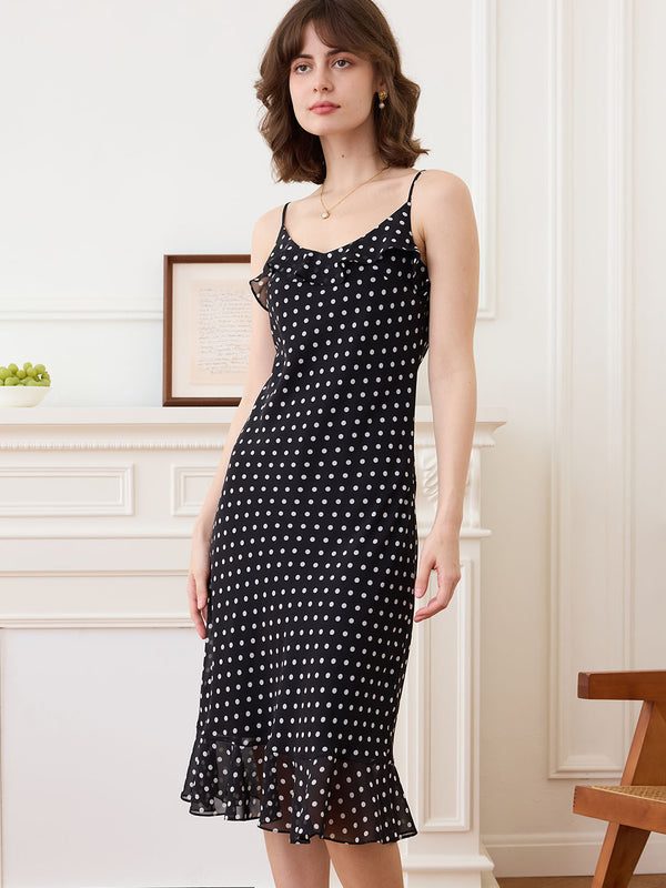 【Final Sale】Kimbery Chiffon Polka Dot Slip Dress