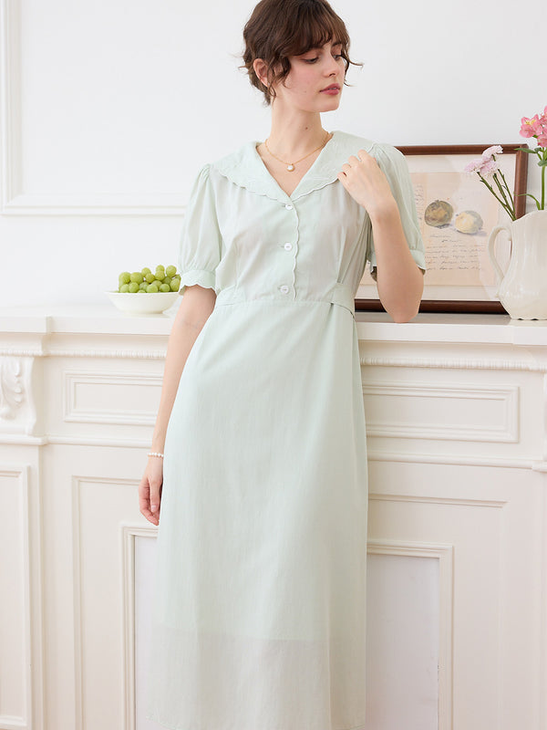 Eileen Tulip Embroidery Lapel Dress