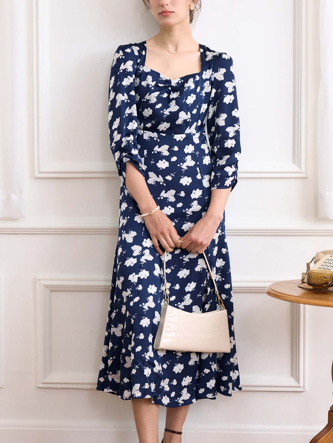 Ensley Floral Printed Black Dress