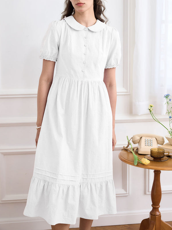 Christina Rose Embroidery Puff Sleeve Dress