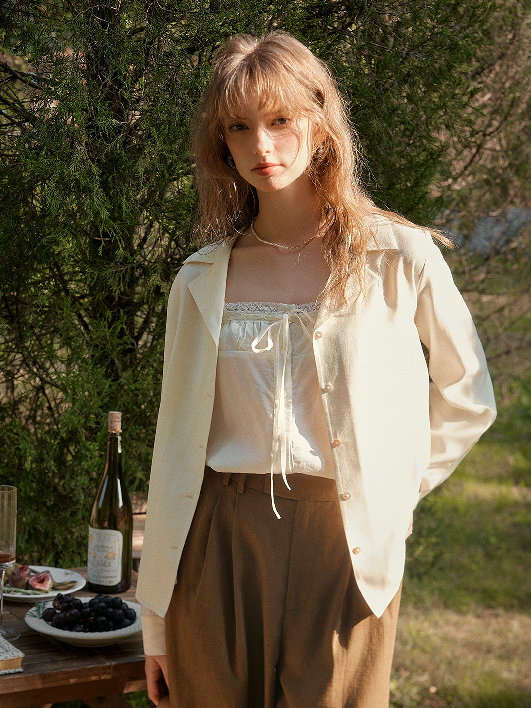 Isla V-Neck Lapel Wool Shirt- Yellow