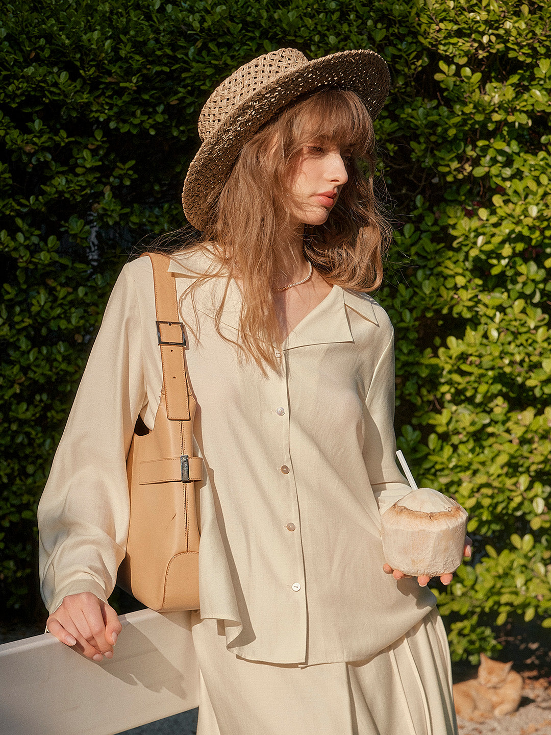 Isla V-Neck Lapel Wool Shirt- Yellow