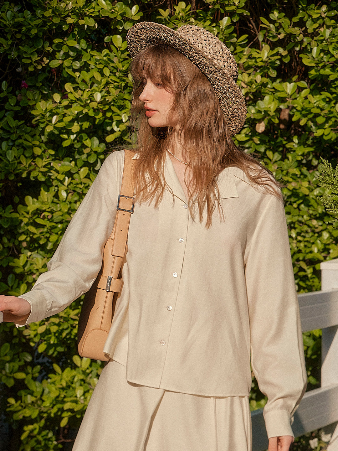 Isla V-Neck Lapel Wool Shirt- Yellow