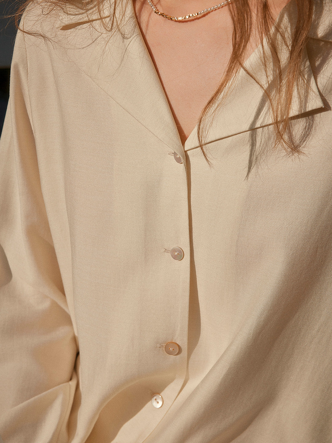 Isla V-Neck Lapel Wool Shirt- Yellow