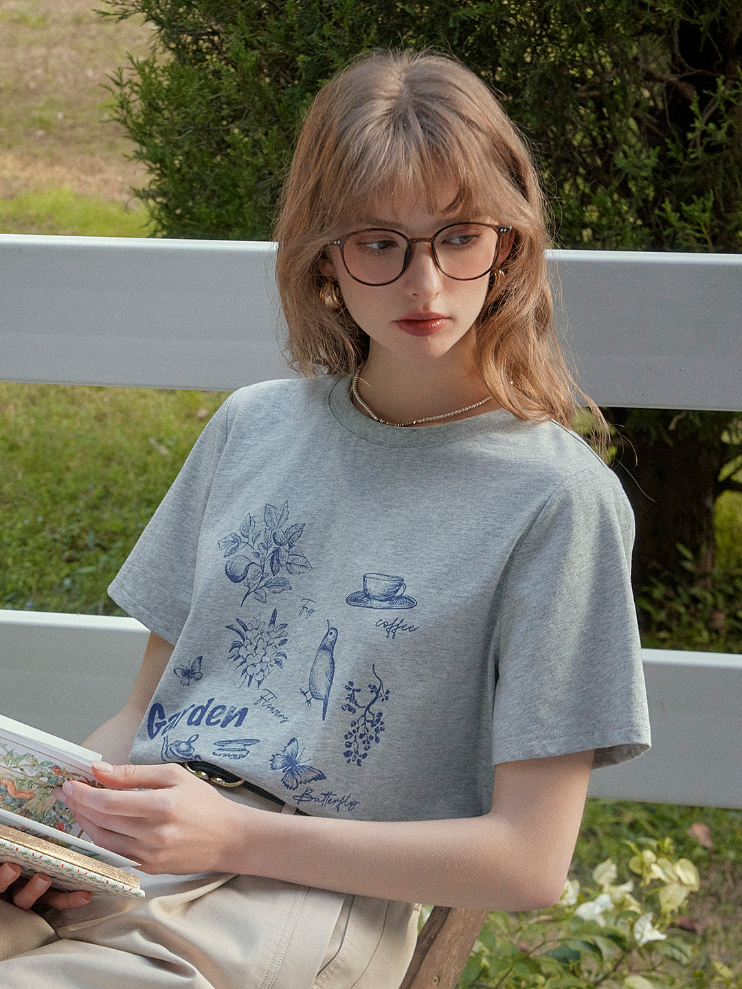 Rory Round Neck Vintage Pattern T-shirt
