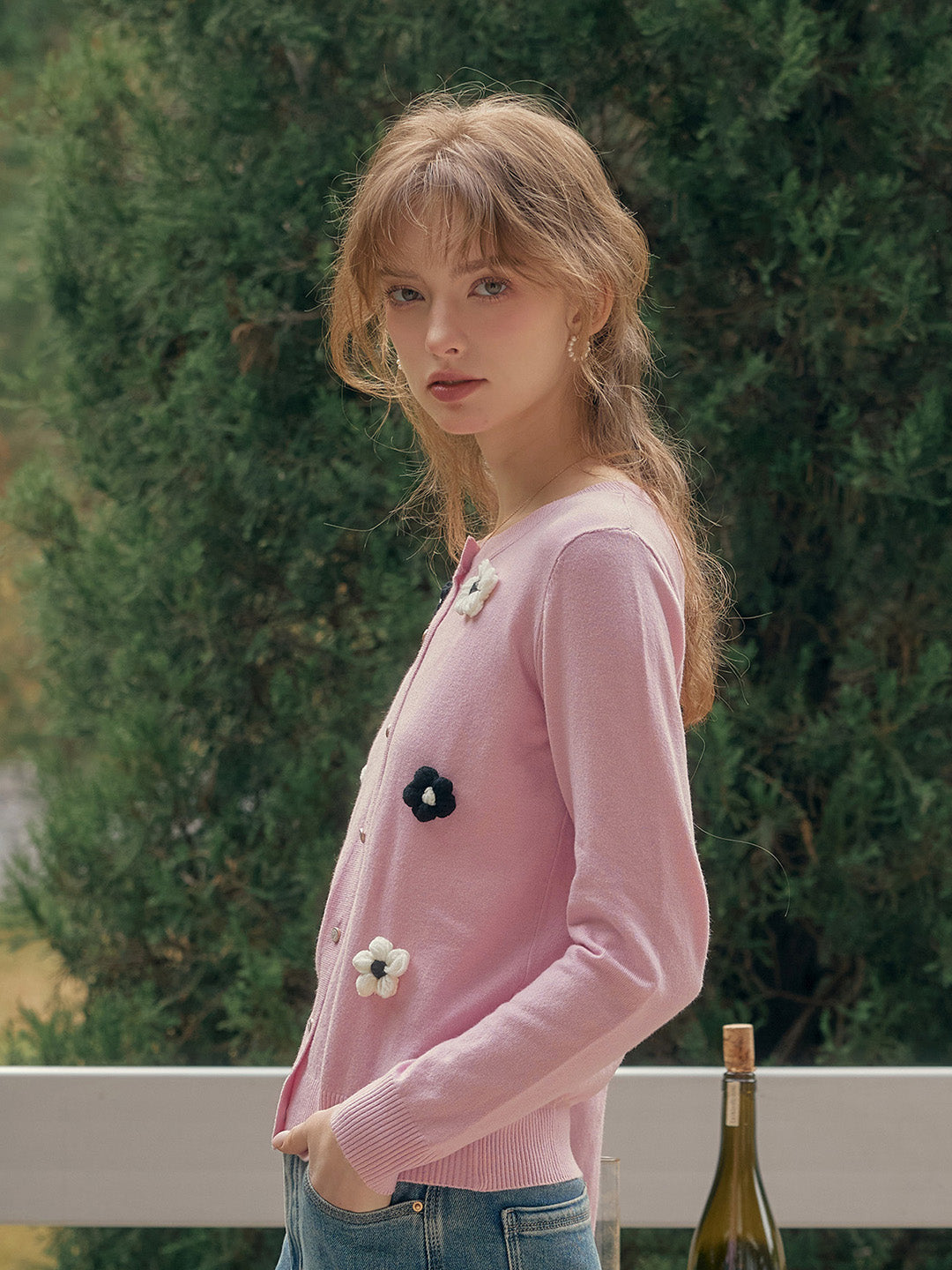 【Final Sale】Amabel Round Neck Flower Cardigan