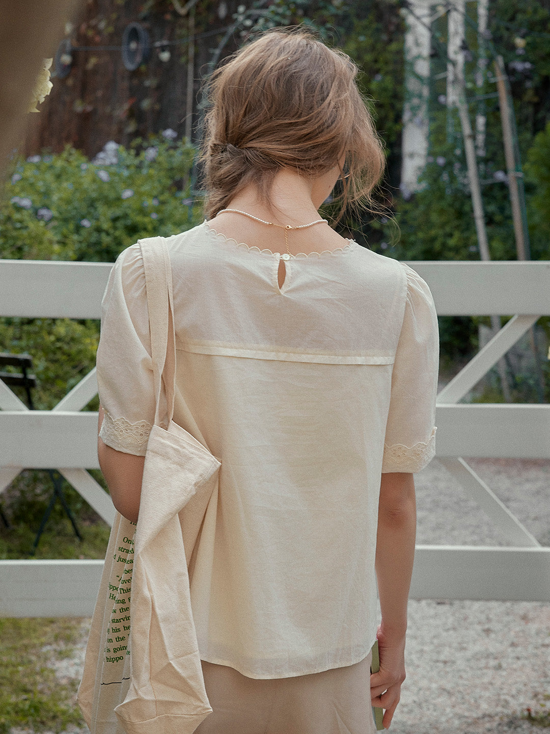 Sally Round Neck Embroidered Victorian Cotton Blouse