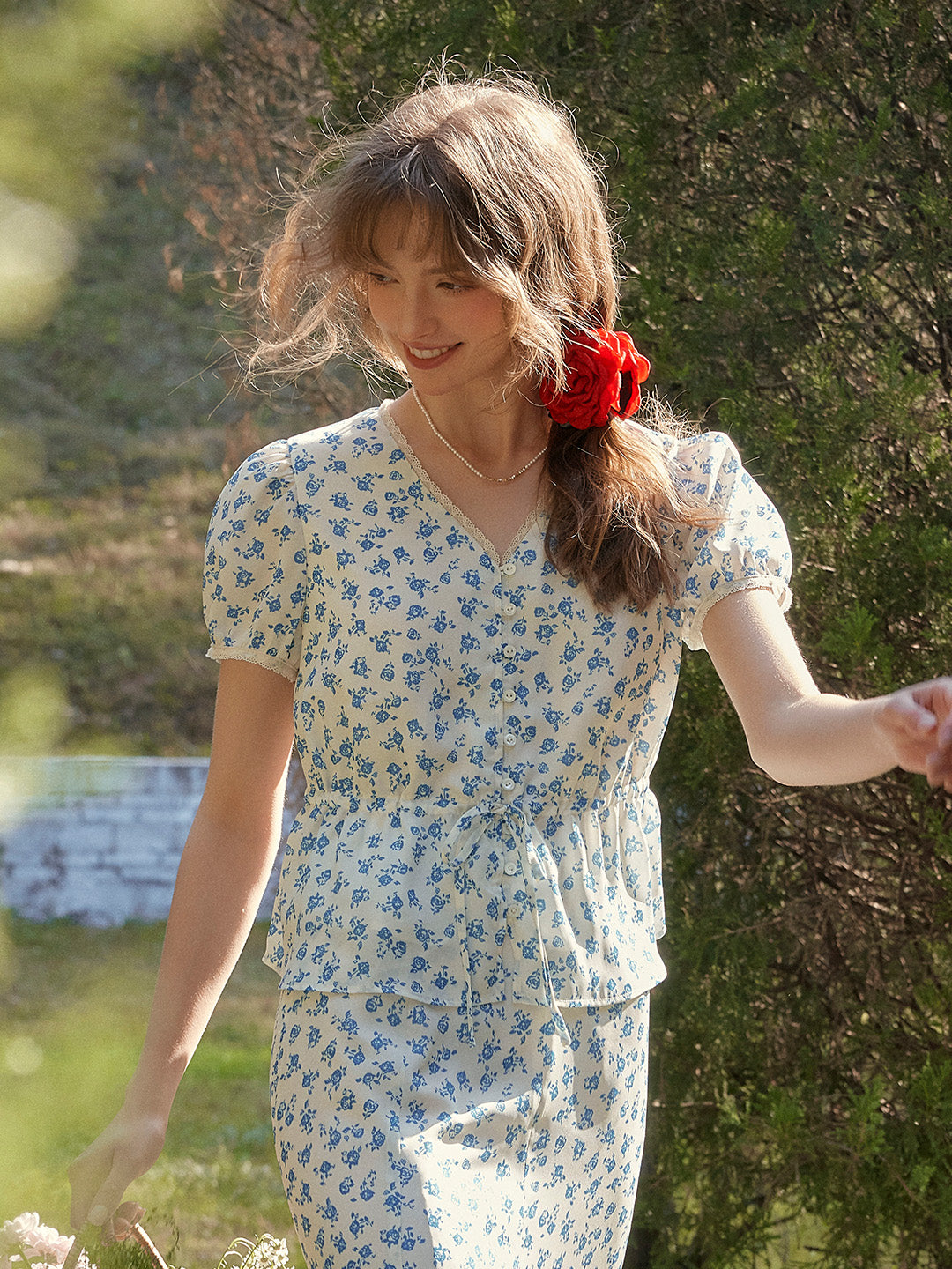 Rebecca V-Neck Floral Blouse