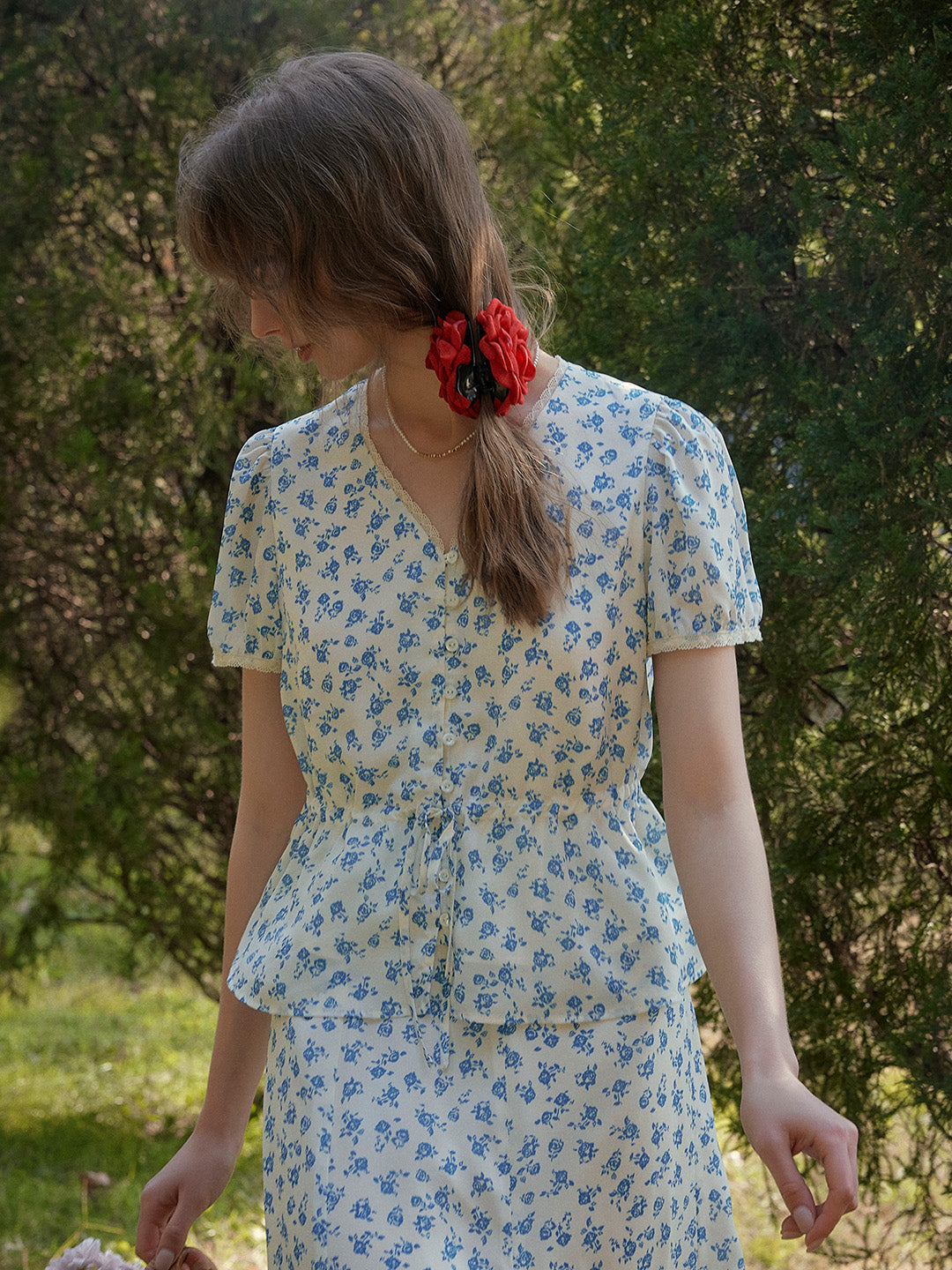Rebecca V-Neck Floral Blouse