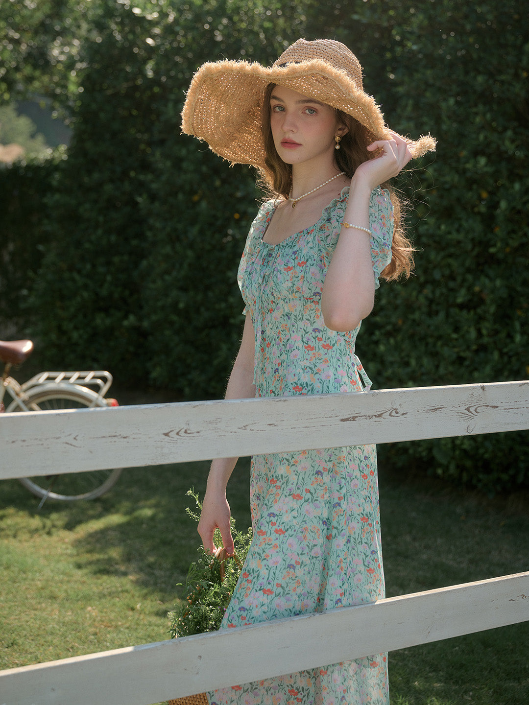 【Final Sale】Joanna Casual Vacation Style Square Neckline Floral Printed Dress