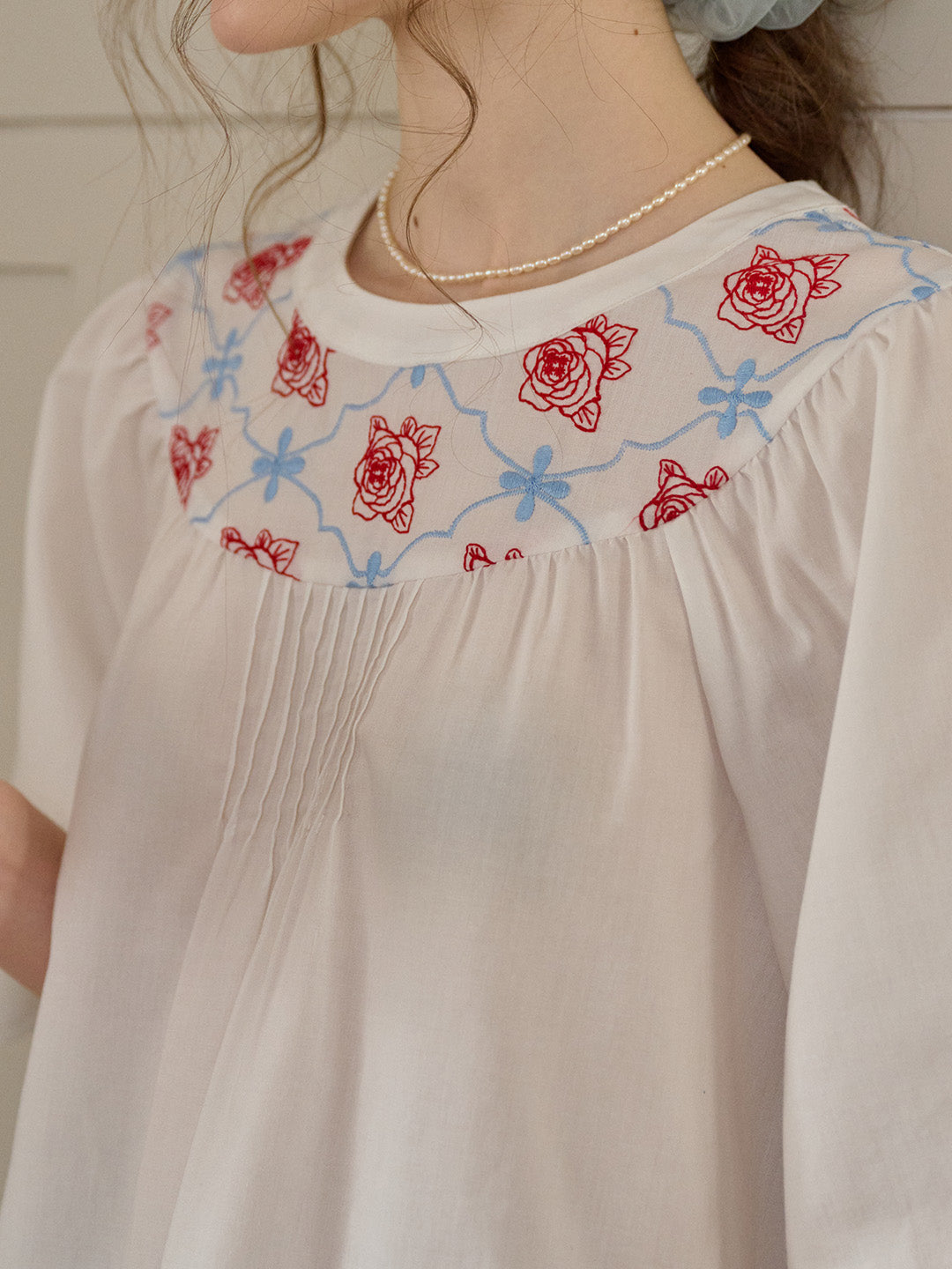 【Final Sale】Kenia Lace-up Striped Floral Off The Shoulder Top