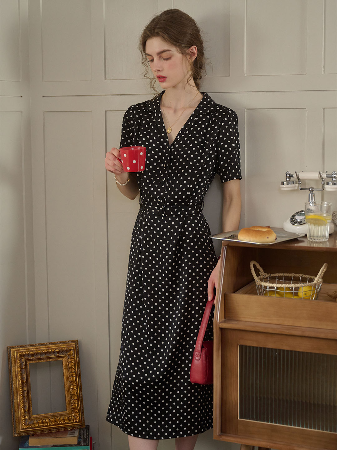 retro polka dot dress malaysia Stylish Polka Dot Western Dress in Green Georgette With Fancy Style in USA, UK, Malaysia, South Africa, Dubai, Singapore