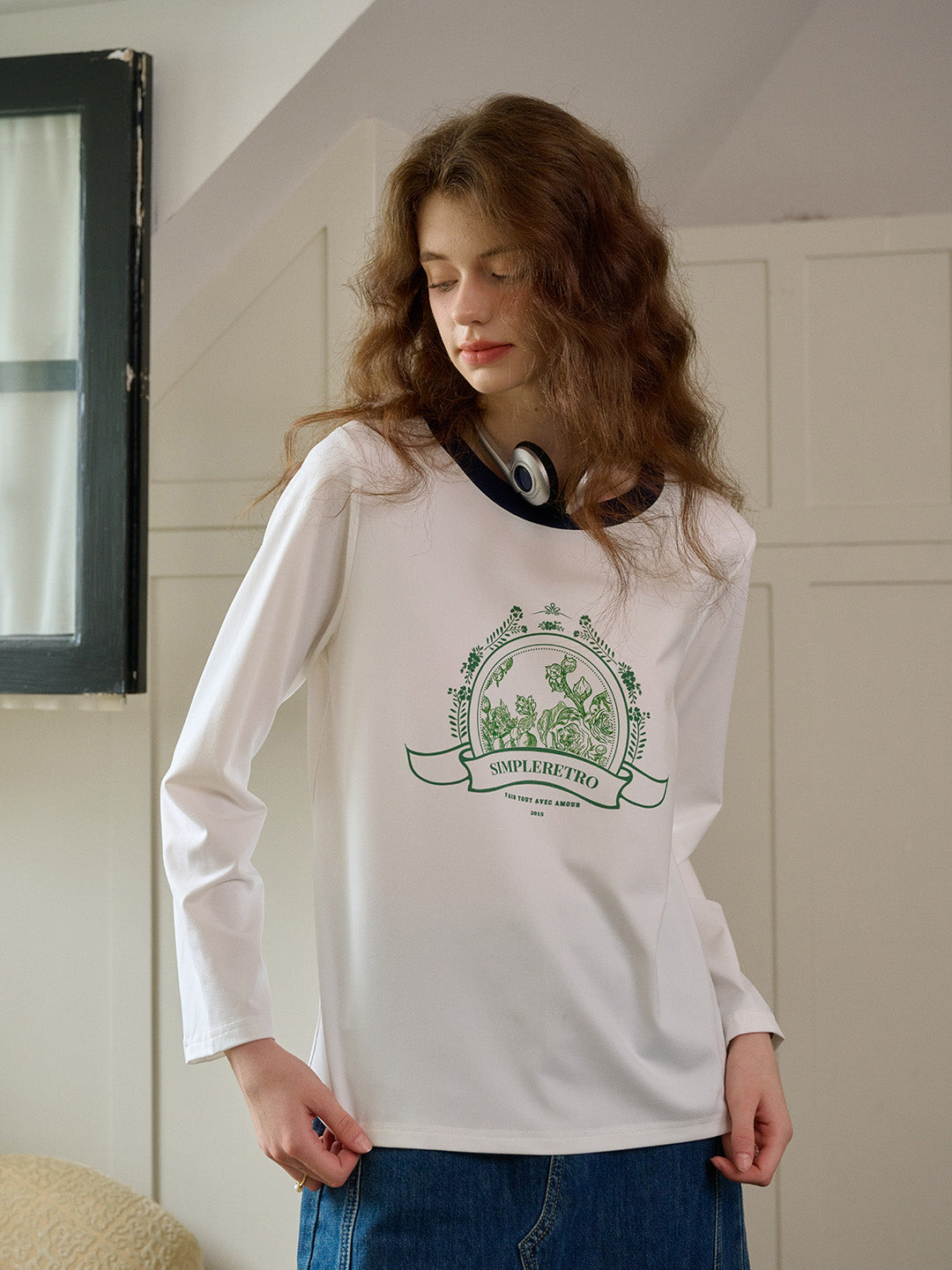 【Final Sale】Haley Loose Round Neck Color Block Printed Casual T-Shirt
