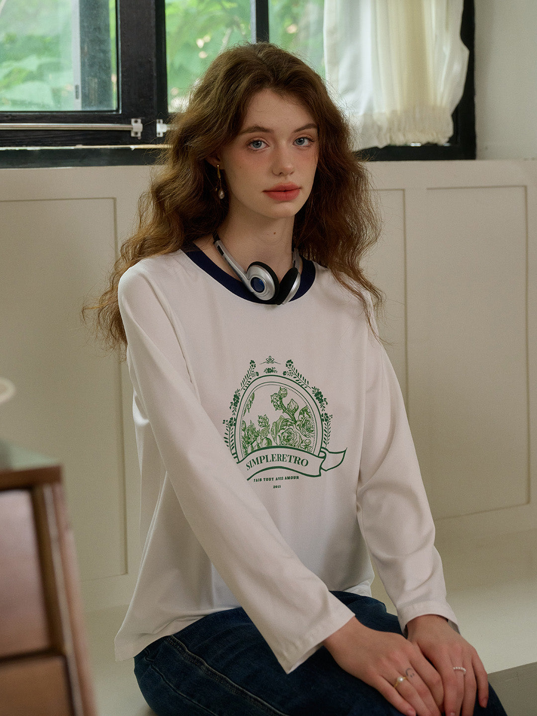 【Final Sale】Haley Loose Round Neck Color Block Printed Casual T-Shirt