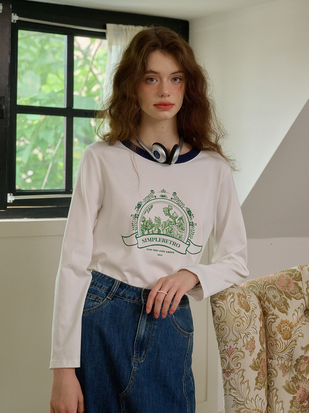 【Final Sale】Haley Loose Round Neck Color Block Printed Casual T-Shirt