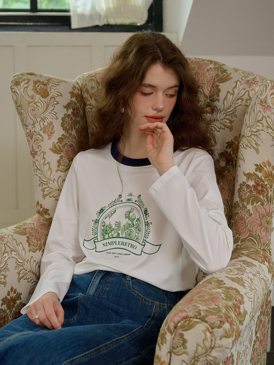 【Final Sale】Haley Loose Round Neck Color Block Printed Casual T-Shirt