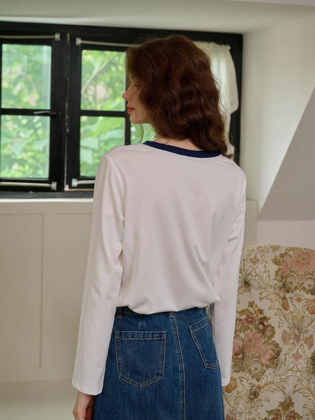 【Final Sale】Haley Loose Round Neck Color Block Printed Casual T-Shirt