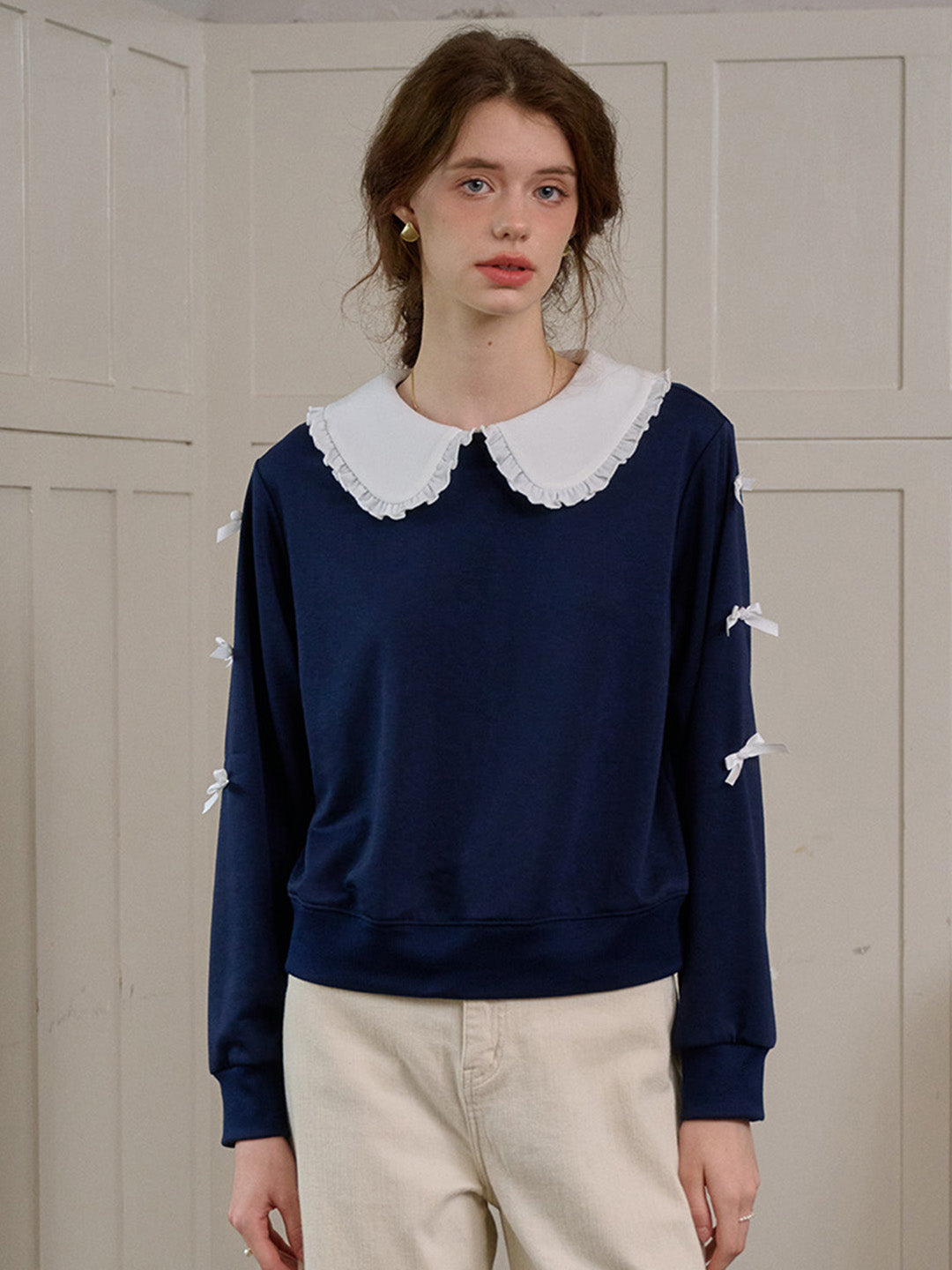 【Final Sale】Karen Peter Pan Collar  Sweatershirt