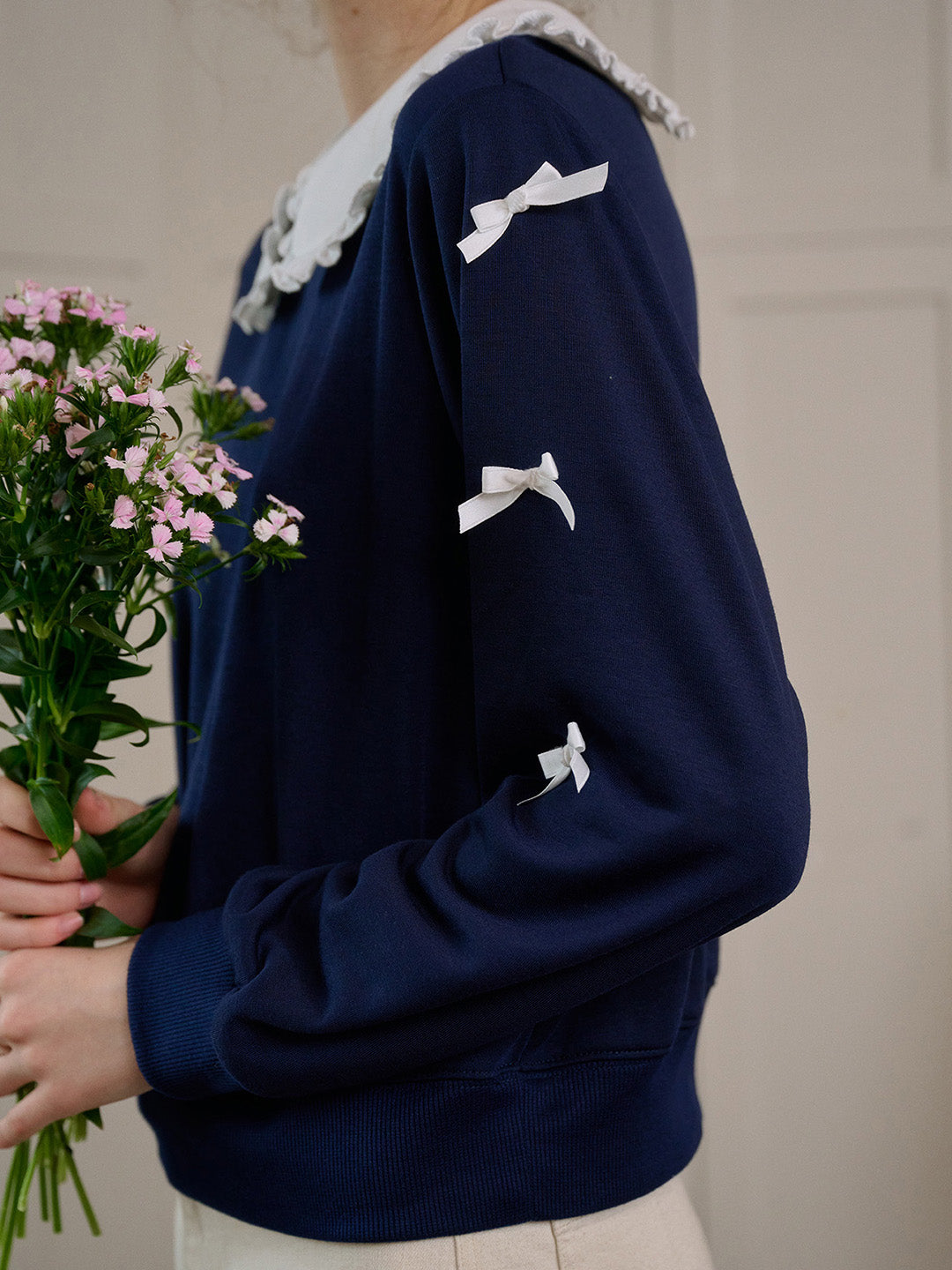【Final Sale】Karen Peter Pan Collar  Sweatershirt