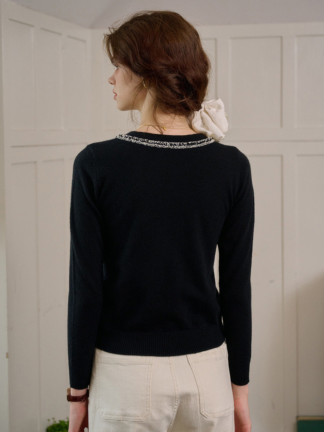 【Final Sale】Cara Simple Contrasting Black Cardigan