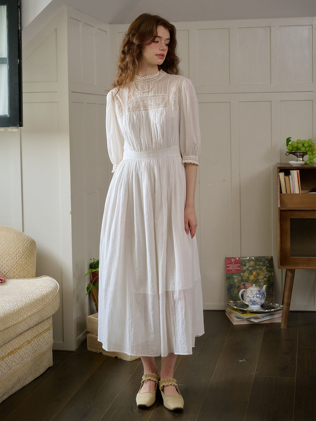 Averie Lace Panel Blue Dress