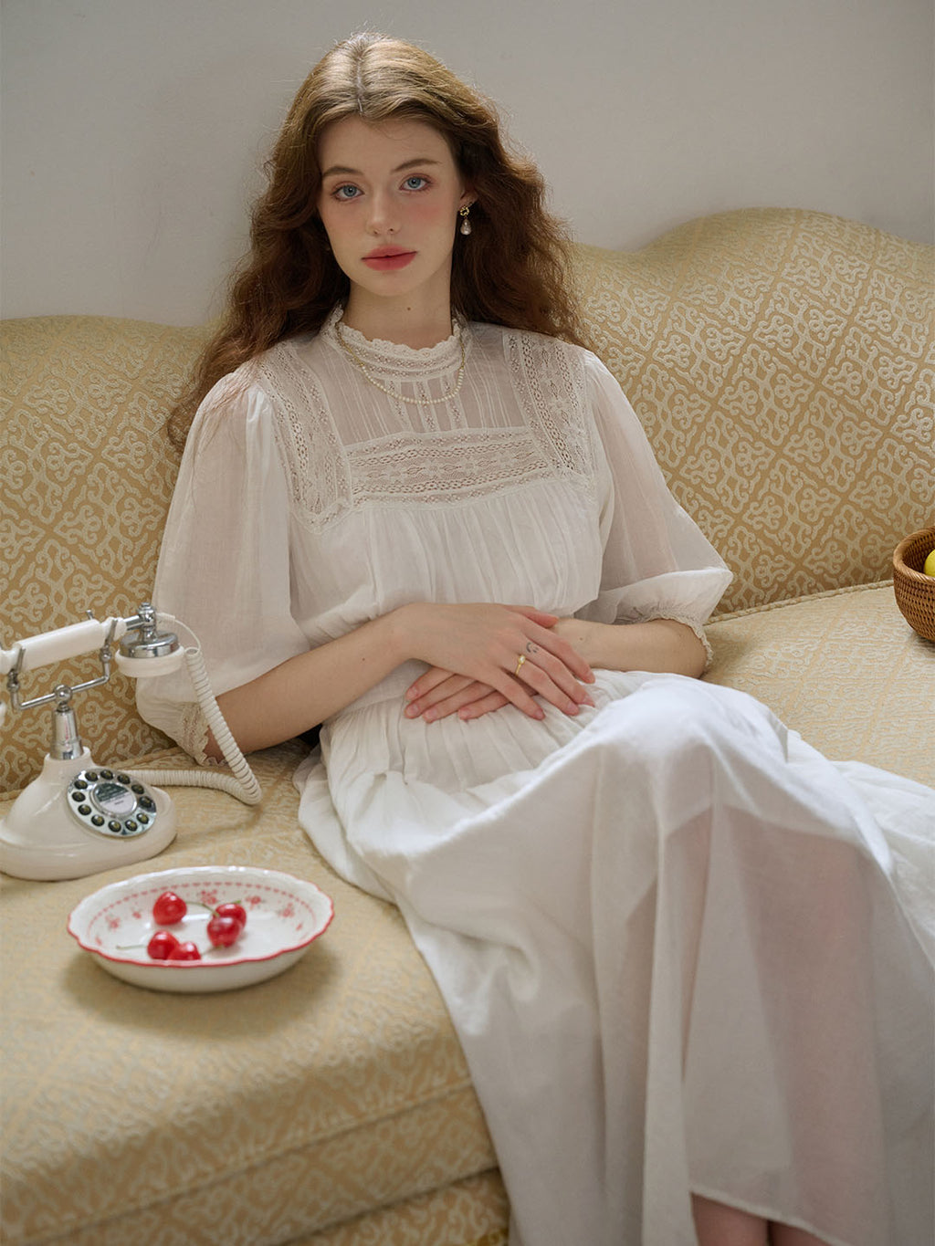 Averie Lace Panel White Cotton Dress Averie Lace Panel White Cotton Dress