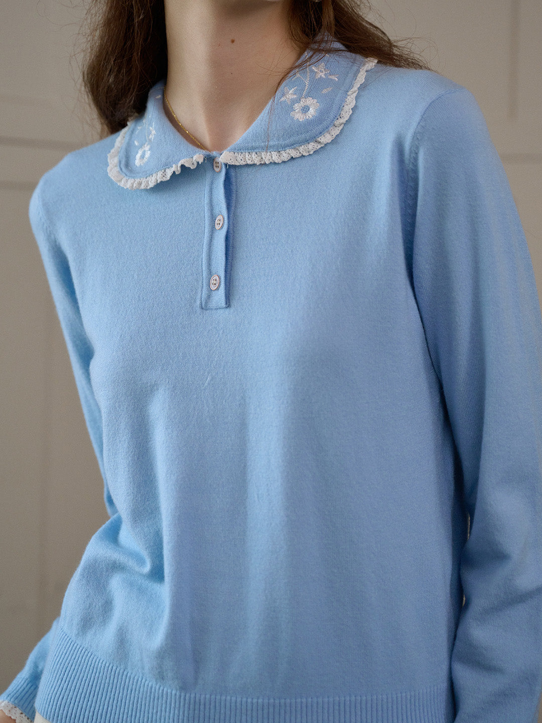 【Final Sale】Talia Peter Pan Collar Embroidery Blouse