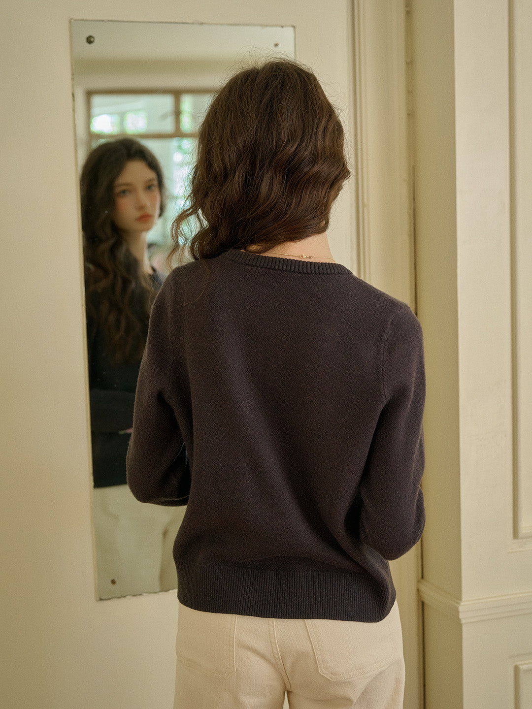【Final Sale】Sarahi Embroidery Round Neck Hollow 3D Flower Knitted Wool Sweater