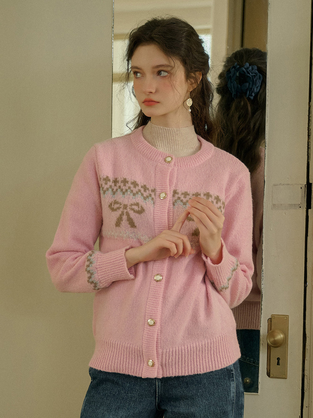 Bow-Back Round Neck Sweater