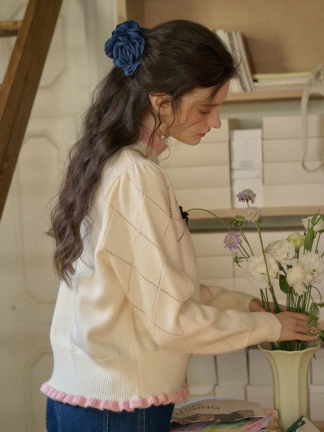 【Final Sale】Max Ruffled Collar Bow Sweater