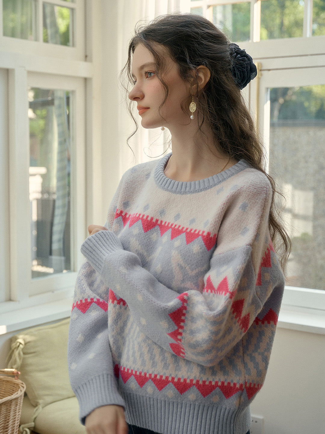 【Final Sale】Kimora Ribbed Round Neck Constrasting Sweater