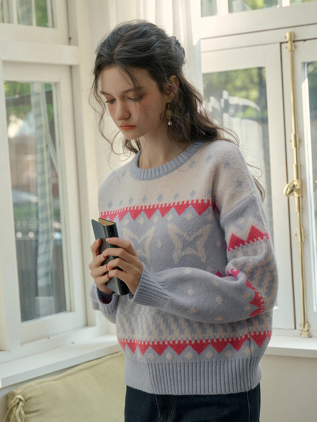 【Final Sale】Kimora Ribbed Round Neck Constrasting Sweater