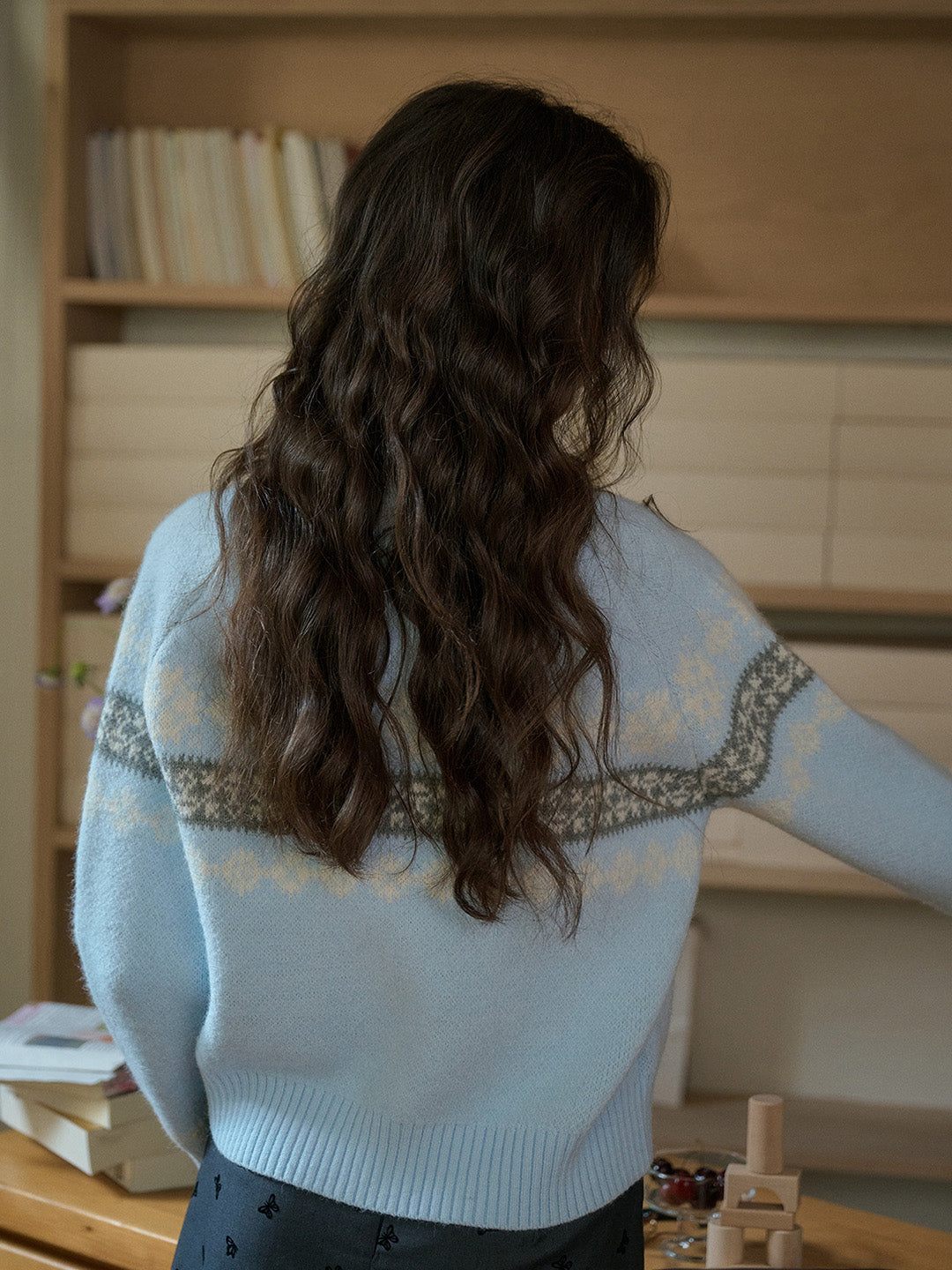 【Final Sale】Nyra Peter Pan Collar Clash Print Cardigan